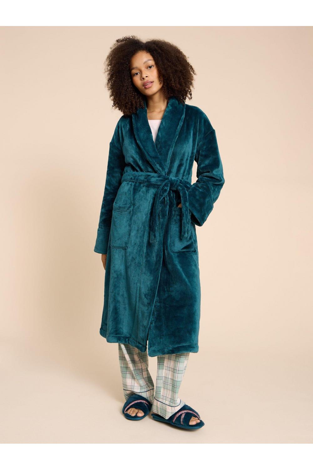 White Stuff Clover Cosy Dressing Gown 439715 in DARK TEAL