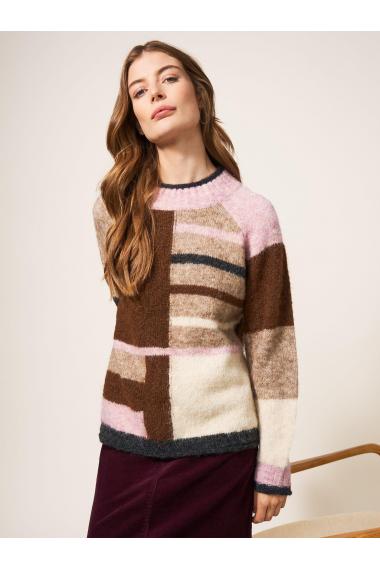 White Stuff MEDWAY COLOURBLOCK JUMPER 439872 in NATURAL MULTI