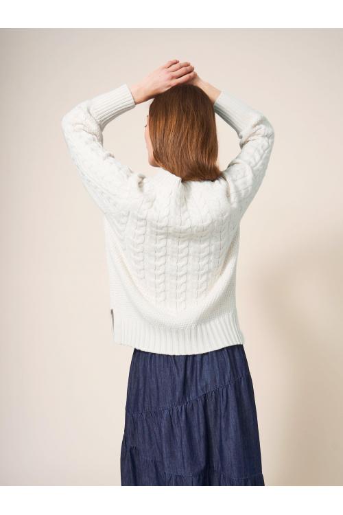 White Stuff CABLE YOKE JUMPER 439871 in PALE IVORY