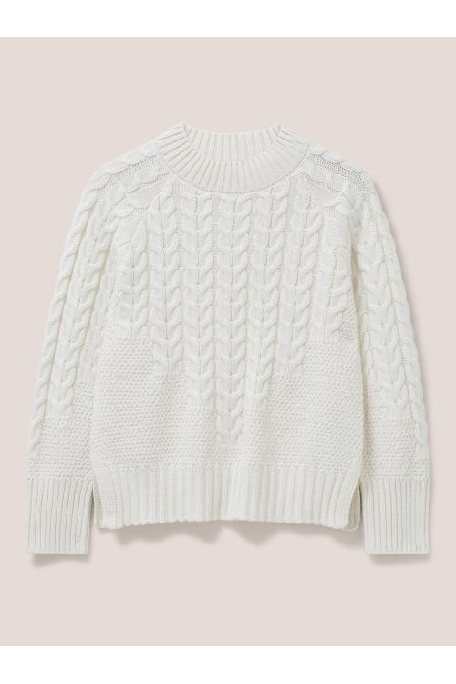 White Stuff CABLE YOKE JUMPER 439871 in PALE IVORY