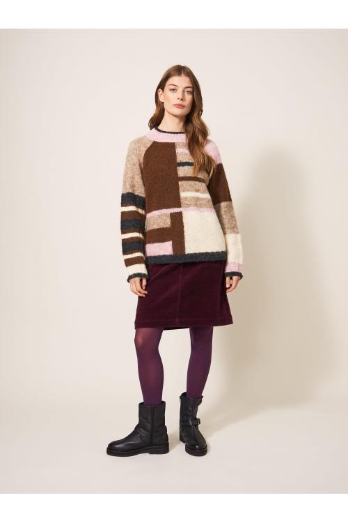 White Stuff MEDWAY COLOURBLOCK JUMPER 439872 in NATURAL MULTI