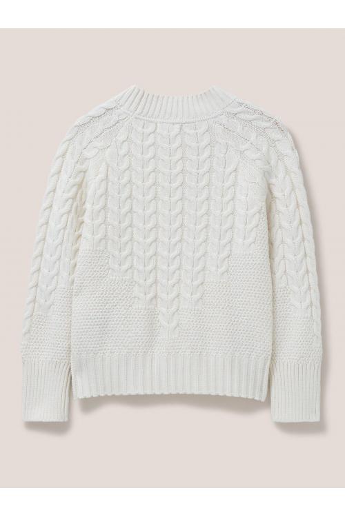 White Stuff CABLE YOKE JUMPER 439871 in PALE IVORY