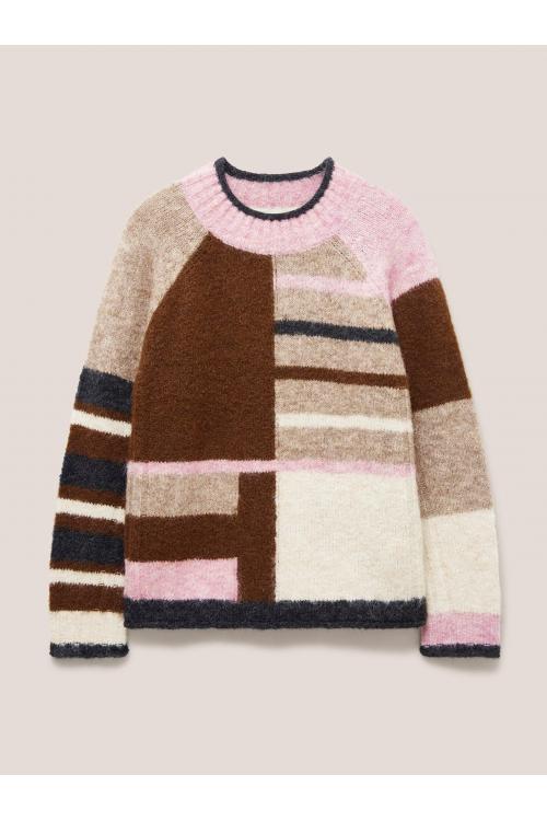 White Stuff MEDWAY COLOURBLOCK JUMPER 439872 in NATURAL MULTI