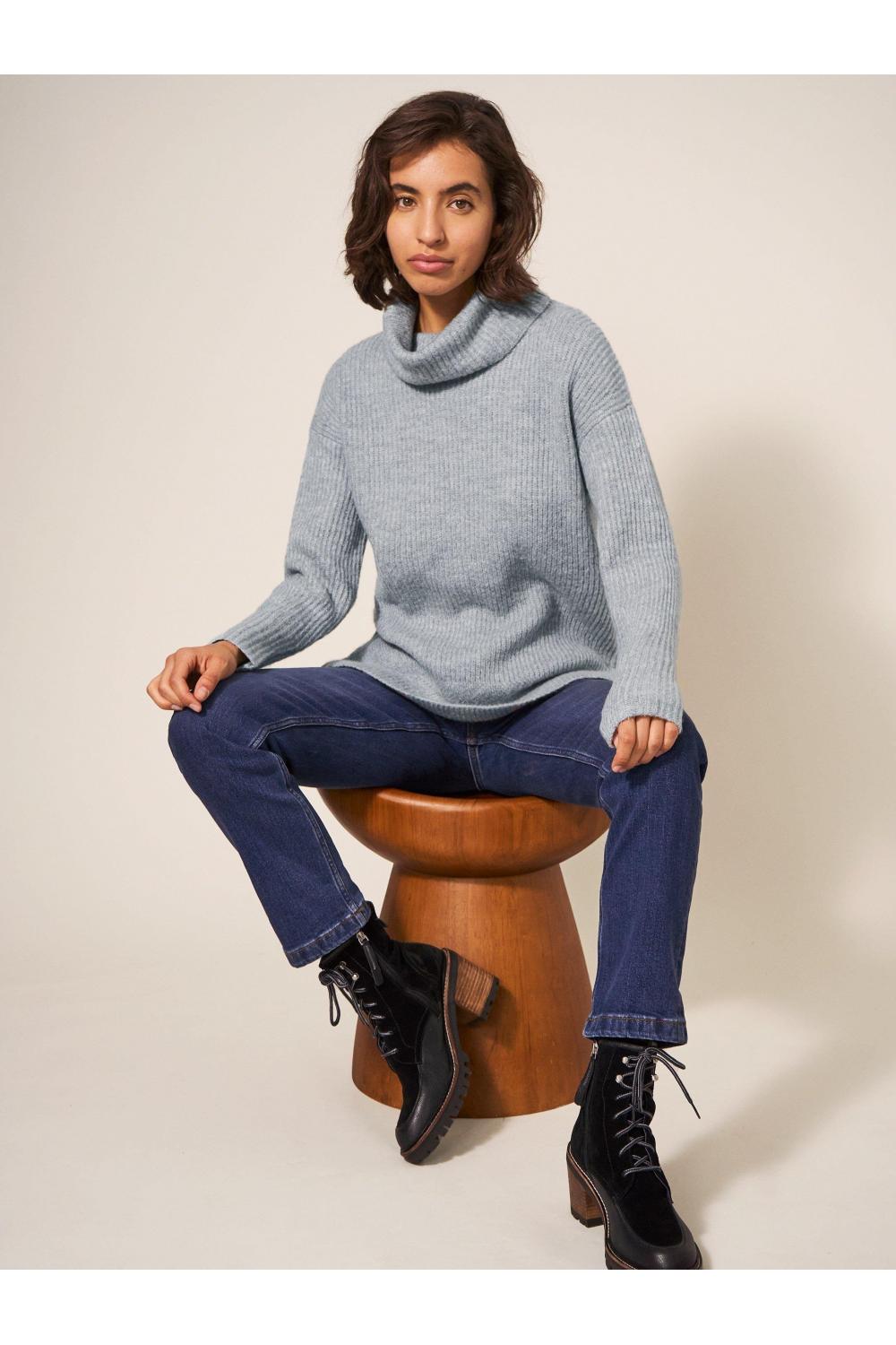 White Stuff LOVELY RIB JUMPER 439874 in LIGHT GREY