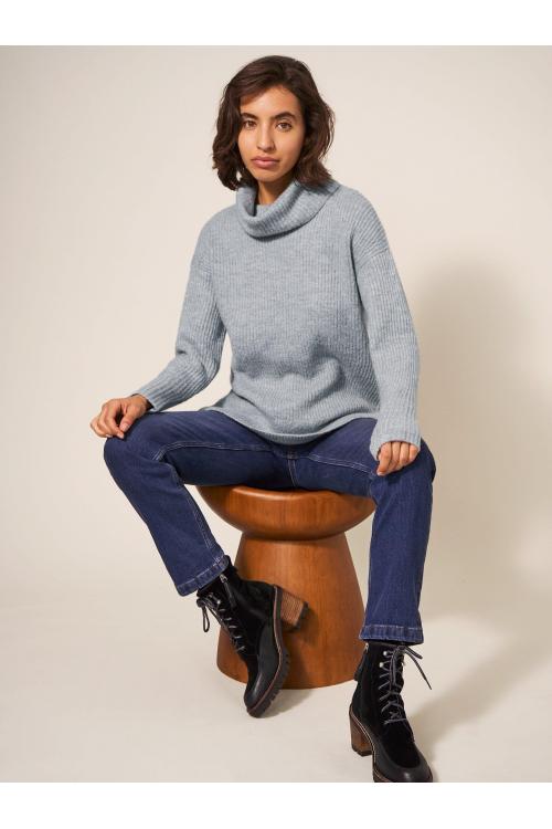 White Stuff LOVELY RIB JUMPER 439874 in LIGHT GREY