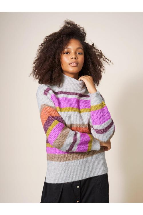 White Stuff RAINBOW STRIPE JUMPER 439876 in NATURAL MULTI