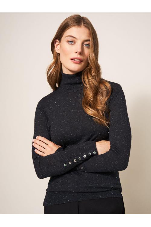 White Stuff SPARKLE ROLL NECK JUMPER 439893 in CHARCOAL GREY