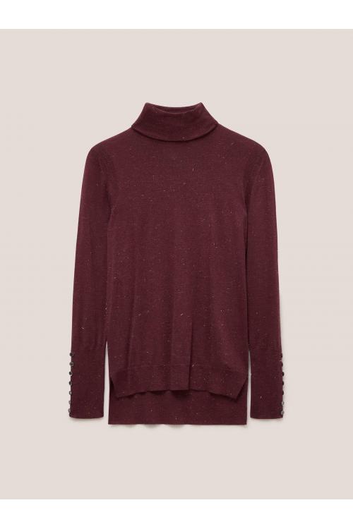 White Stuff SPARKLE ROLL NECK JUMPER 439893 in DARK PLUM