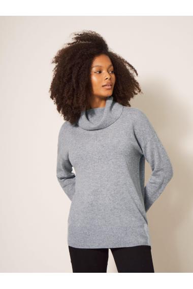 White Stuff CALLIE HIGH NECK CASHMERE JUMPER 439900 in MID GREY