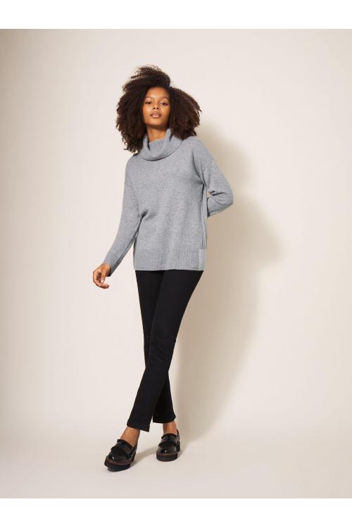 White Stuff CALLIE HIGH NECK CASHMERE JUMPER 439900 in MID GREY