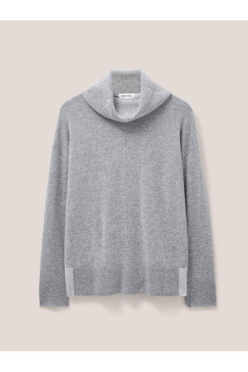 White Stuff CALLIE HIGH NECK CASHMERE JUMPER 439900 in MID GREY