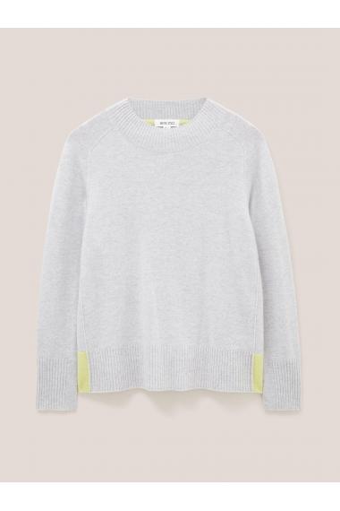 White Stuff CORA CREW NECK CASHMERE JUMPER 439899 in MID GREY