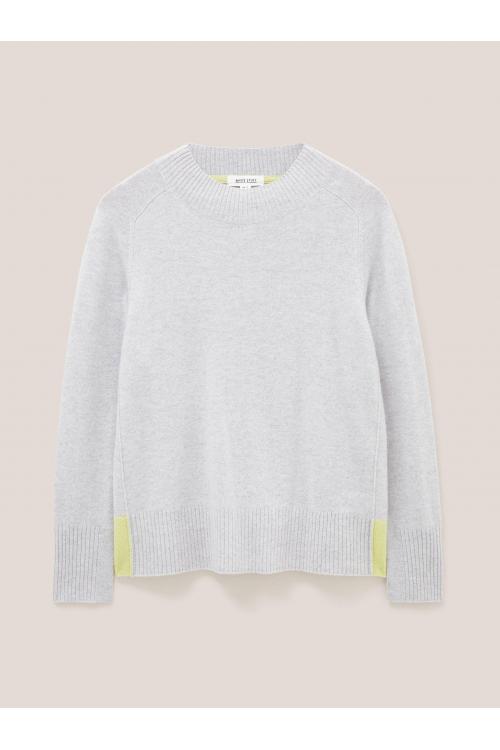 White Stuff CORA CREW NECK CASHMERE JUMPER 439899 in MID GREY