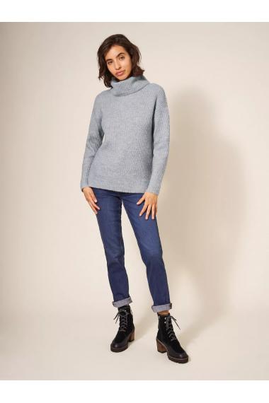 White Stuff LOVELY RIB JUMPER 439874 in MID BLUE