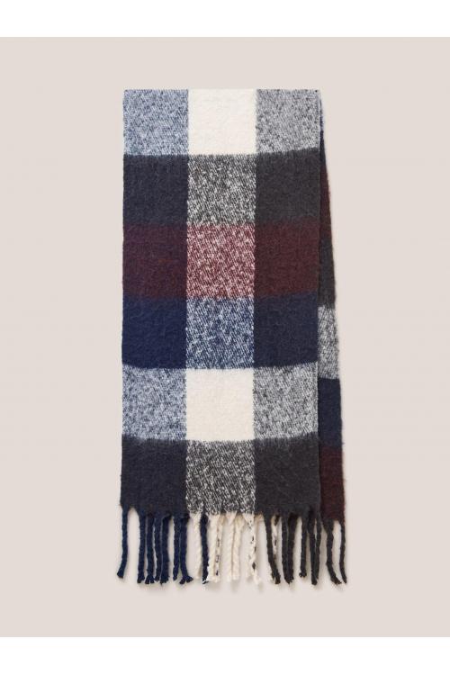 White Stuff Shelly Brushed Check Scarf 440119 in NAVY MULTI