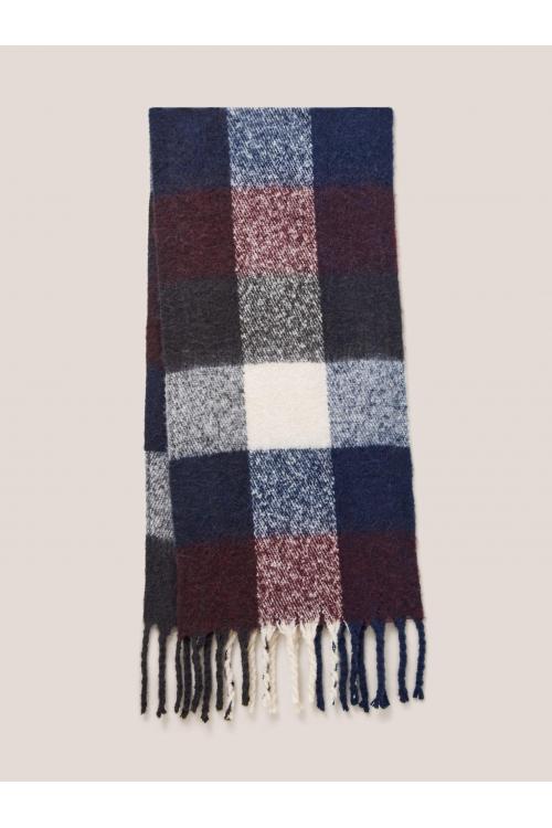 White Stuff Shelly Brushed Check Scarf 440119 in NAVY MULTI