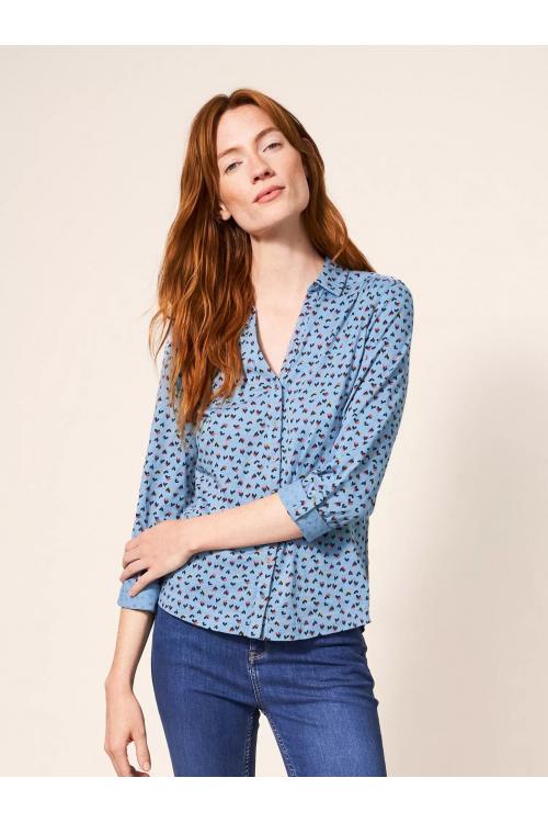 White Stuff ANNIE JERSEY SHIRT 439572 in TEAL MULTI