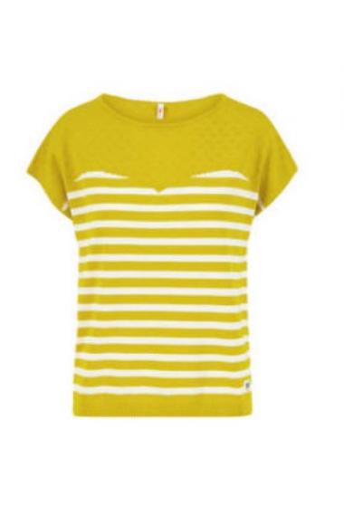 Blutsgeschwister KurzarmShirt New Wave Pinup in inky yellow stripe