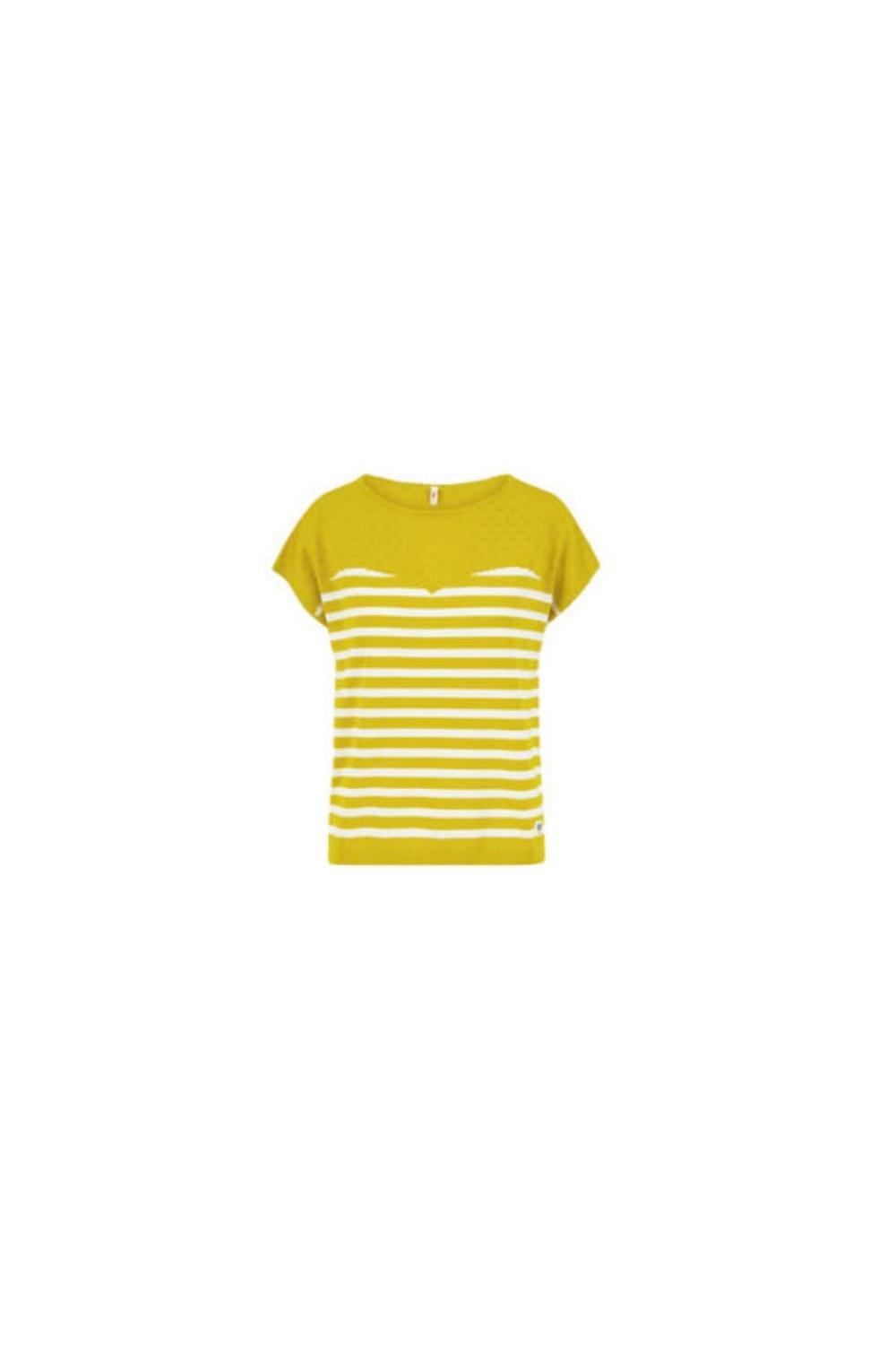 Blutsgeschwister KurzarmShirt New Wave Pinup in inky yellow stripe