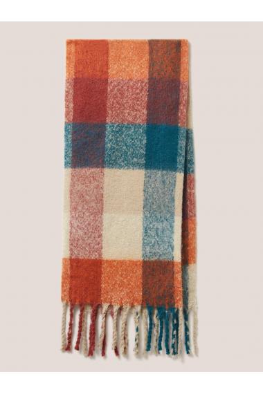 White Stuff Shelly Brushed Check Scarf in ORANGE MLT