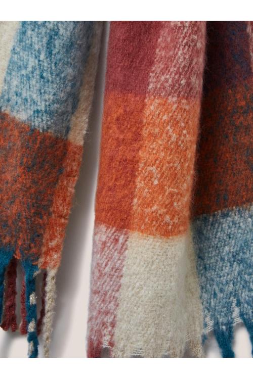 White Stuff Shelly Brushed Check Scarf in ORANGE MLT