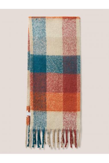 White Stuff Shelly Brushed Check Scarf in ORANGE MLT