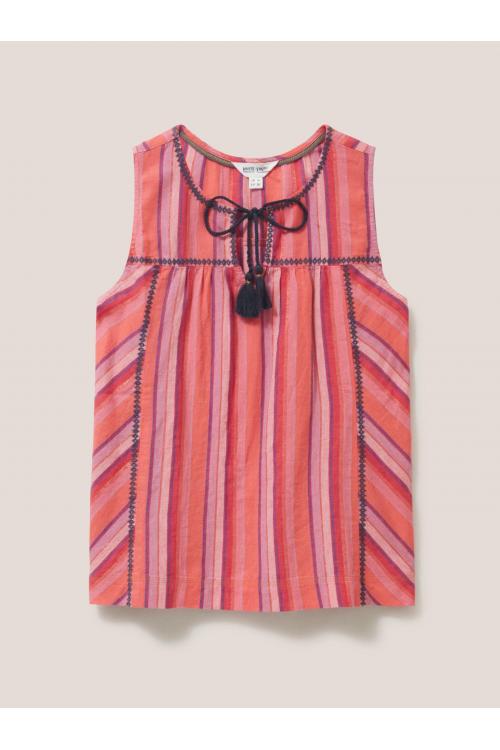 White Stuff Lisbet Linen Blend Stripe Vest