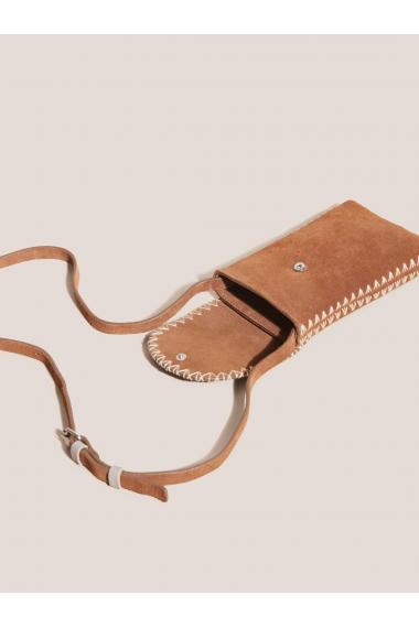 White Stuff CRAFT STITCH LEATHER PHONE BAG