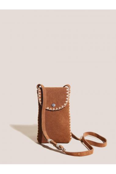 White Stuff CRAFT STITCH LEATHER PHONE BAG