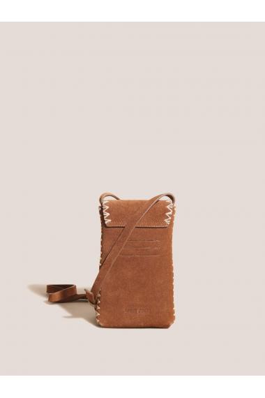 White Stuff CRAFT STITCH LEATHER PHONE BAG