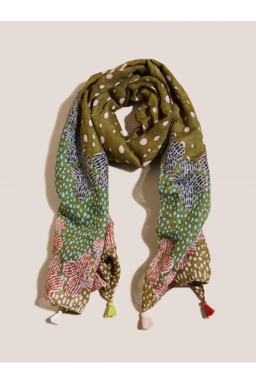 White Stuff CACTUS BORDER PRINT SCARF