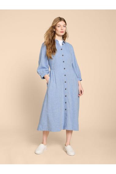 White Stuff Hayden Linen Blend Shirt Dress