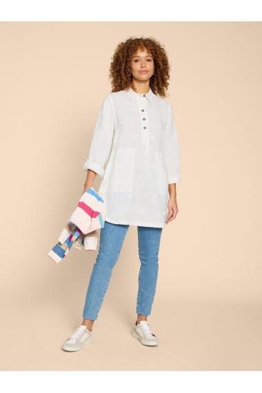 White Stuff Evelyn Embroidered Linen Tunic