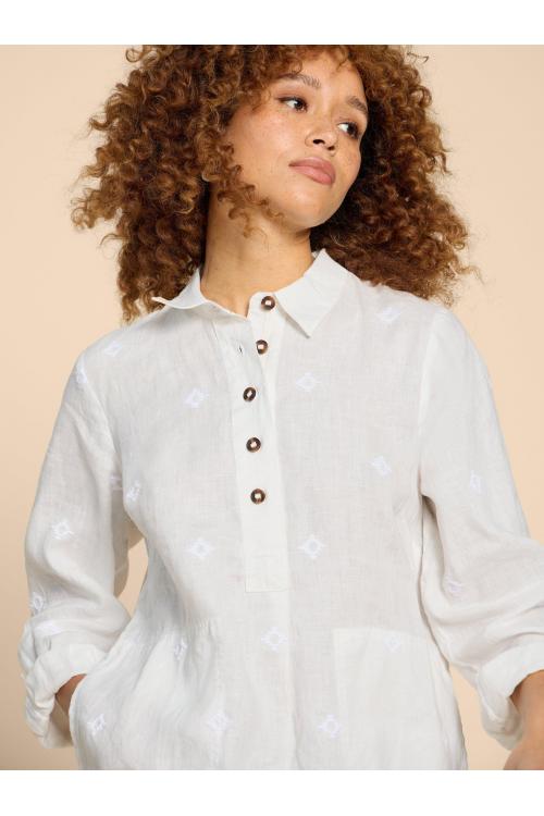 White Stuff Evelyn Embroidered Linen Tunic