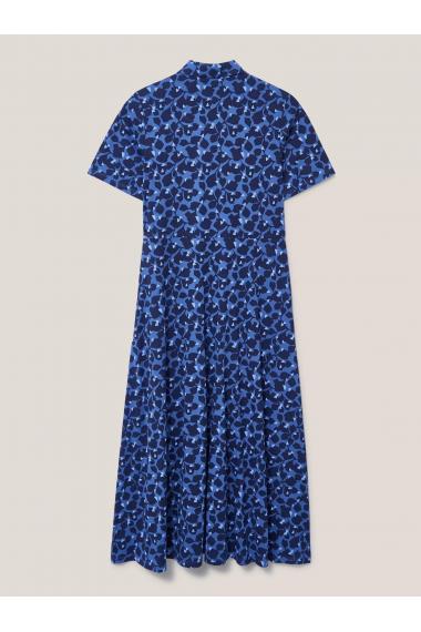 White Stuff Rua Embroidered Shirt Dress in BLUE MLT