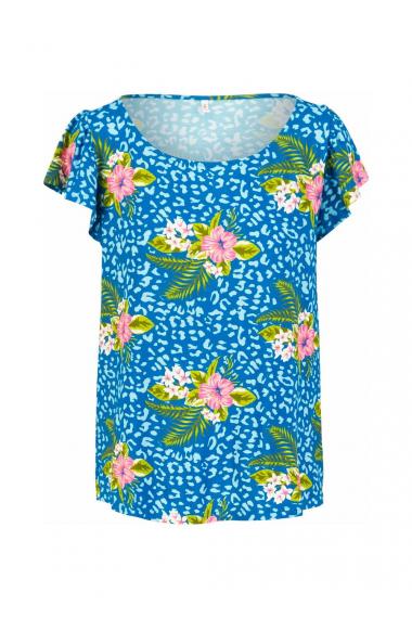 Blutsgeschwister Ärmelloses- Shirt Frilly Crew in Color tropical hibiscus leo, Gr.S