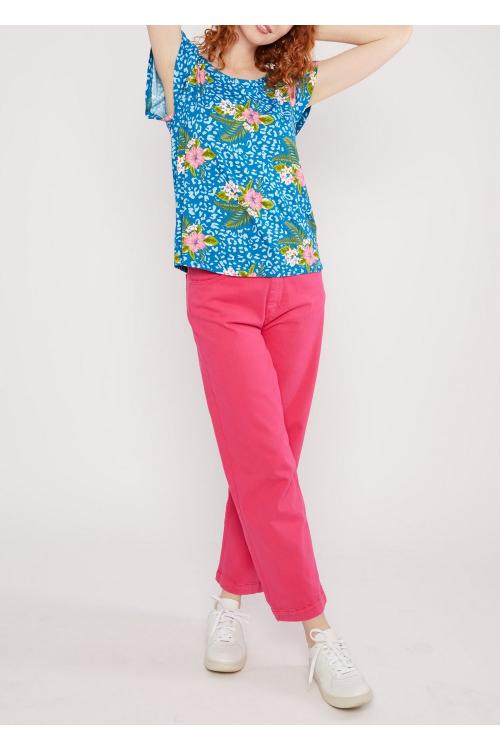 Blutsgeschwister Ärmelloses- Shirt Frilly Crew in Color tropical hibiscus leo, Gr.S