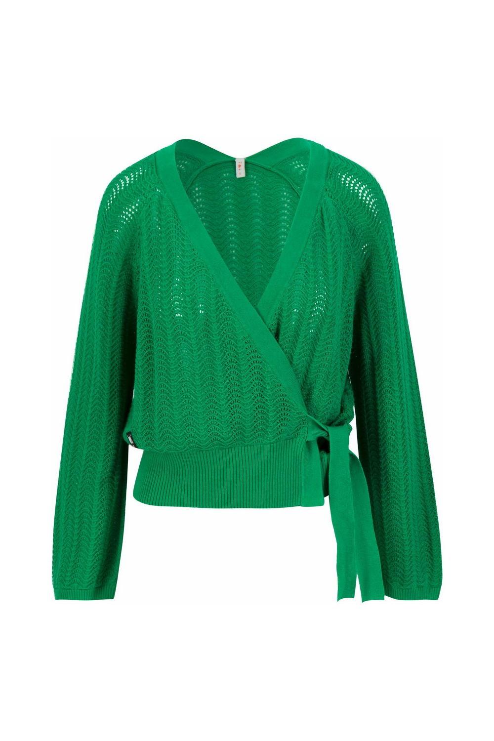 Blutsgeschwister Zipper/ Cardigan Warm up Wrap in Color grass green wave, Gr.S