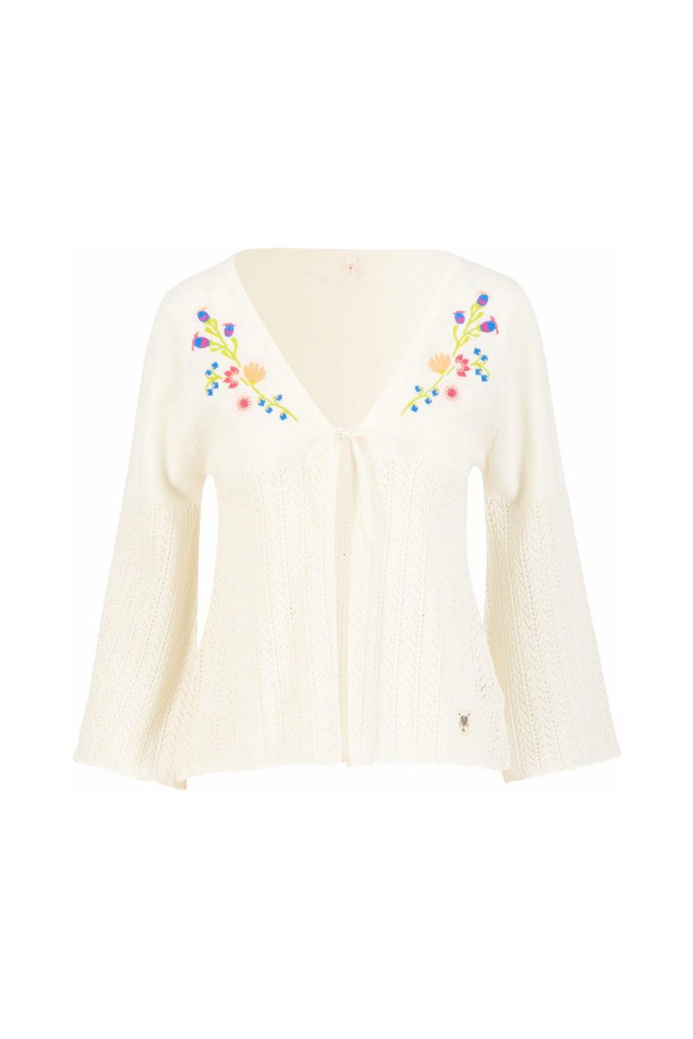 Blutsgeschwister Zipper/ Cardigan Sunset Wings in Color boho spirit white knit, Gr.S