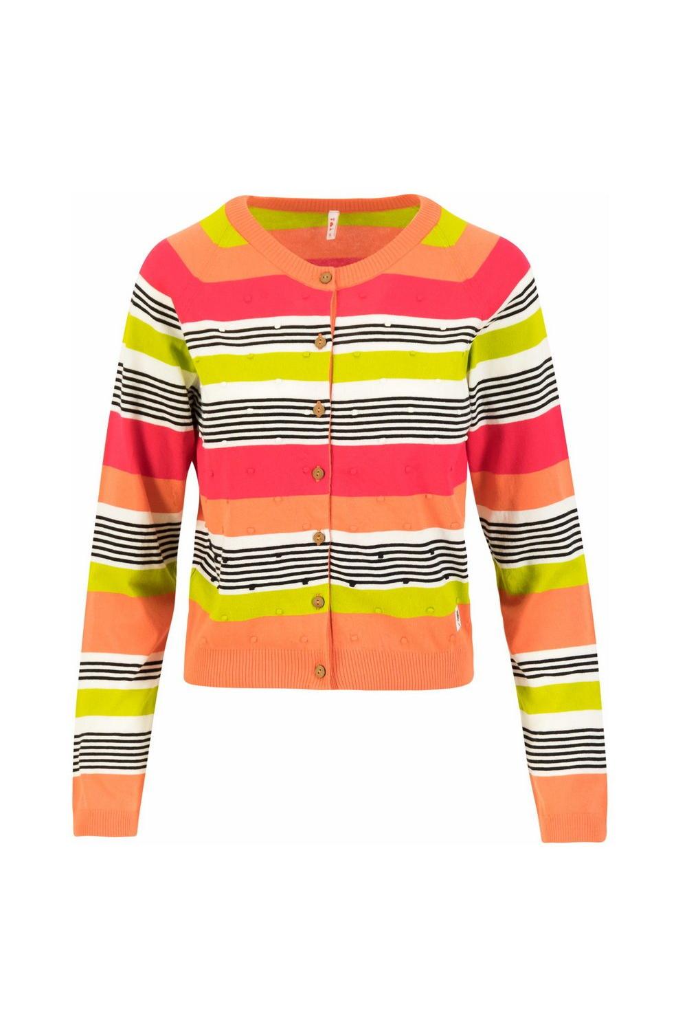 Blutsgeschwister Zipper/ Cardigan Knot Hop Special in Color tutti frutti cream stripe, Gr.S