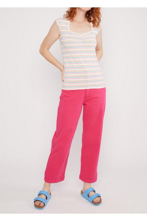 Blutsgeschwister Ärmelloses- Shirt Let Romance  Rule in Color petite rainbow stripes, Gr.S