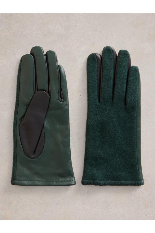 White Stuff Lucie Leather Glove in DK GREEN Art. WS439306