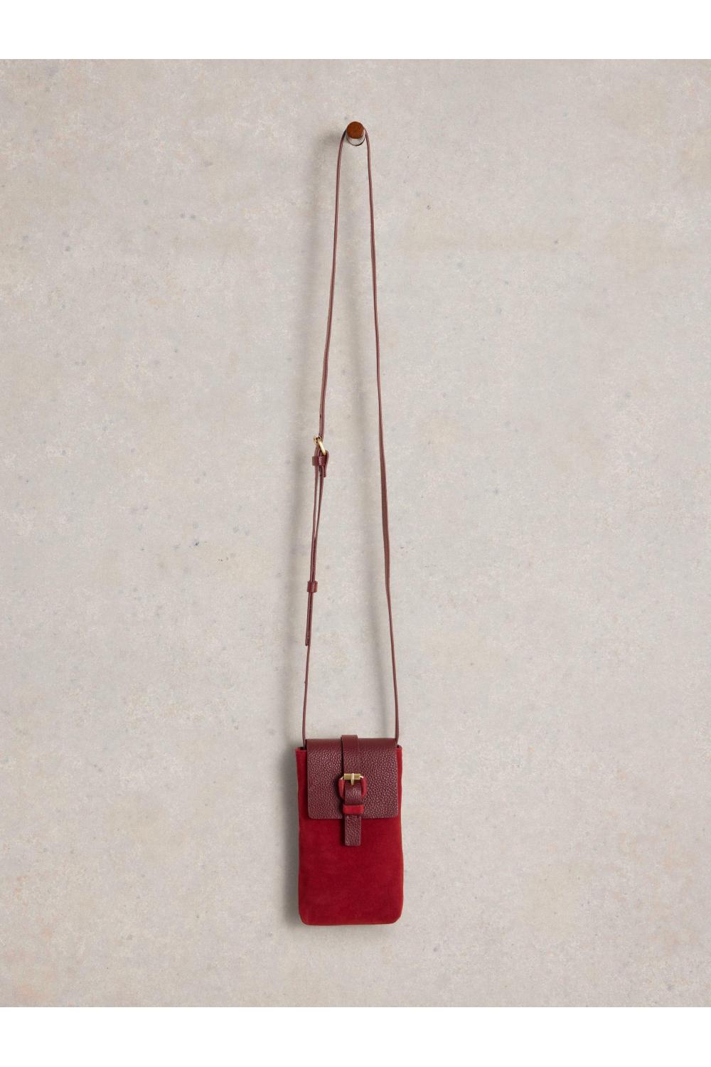 White Stuff WSClara Buckle Suede Phone Bag in BRT RED Art. WS439442