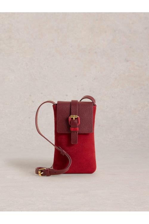 White Stuff WSClara Buckle Suede Phone Bag in BRT RED Art. WS439442