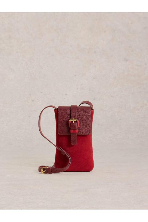 White Stuff WSClara Buckle Suede Phone Bag in BRT RED Art. WS439442