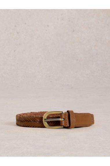 White Stuff Plaited Leather Skinny Belt in MID TAN Art. WS439675