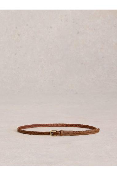 White Stuff Plaited Leather Skinny Belt in MID TAN Art. WS439675