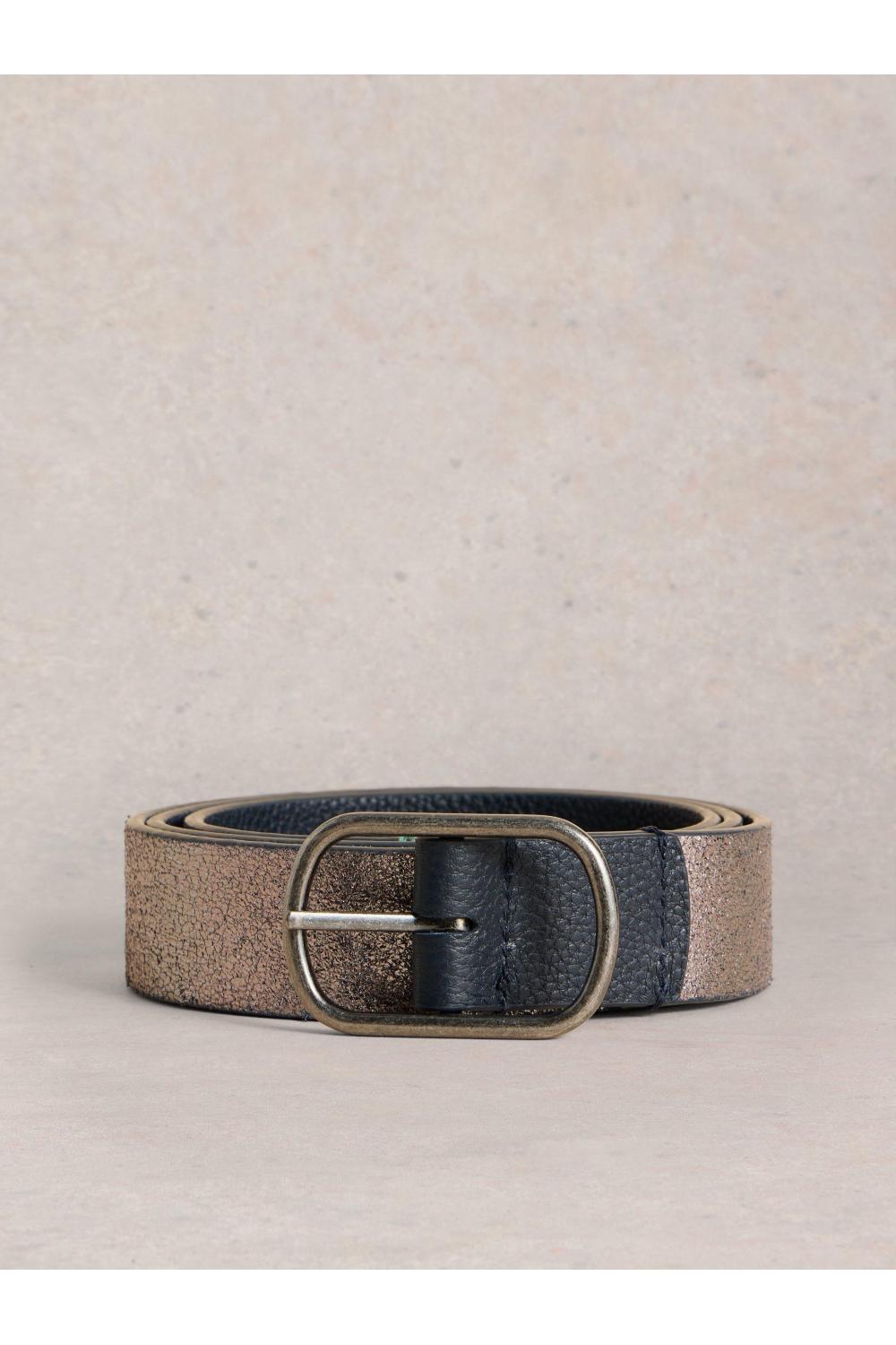 White Stuff Reversible Leather Belt in PEWTER MET Art. WS440903