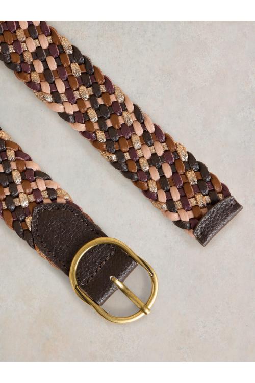 White Stuff Leather Weave Belt in PLUM MLT Art. WS440904