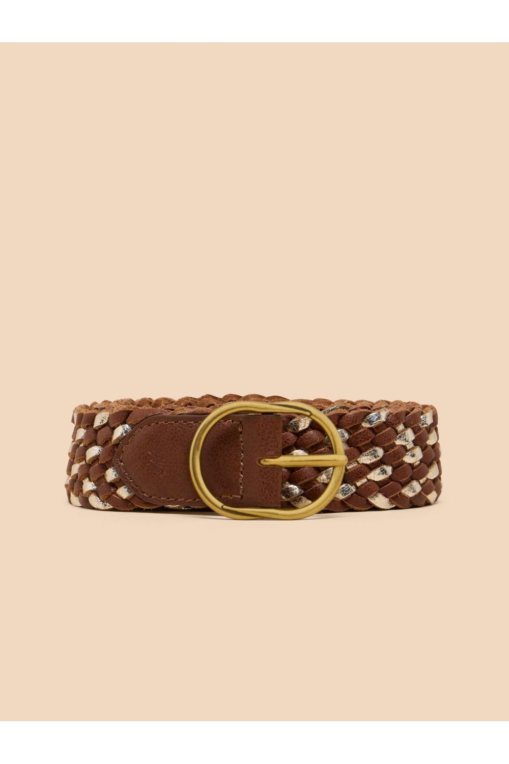 White Stuff Leather Weave Belt in TAN MULTI Art. WS440904